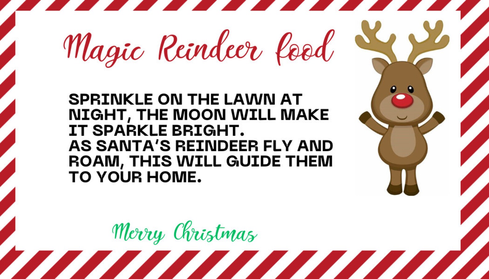 Reindeer Food Tag Printable
