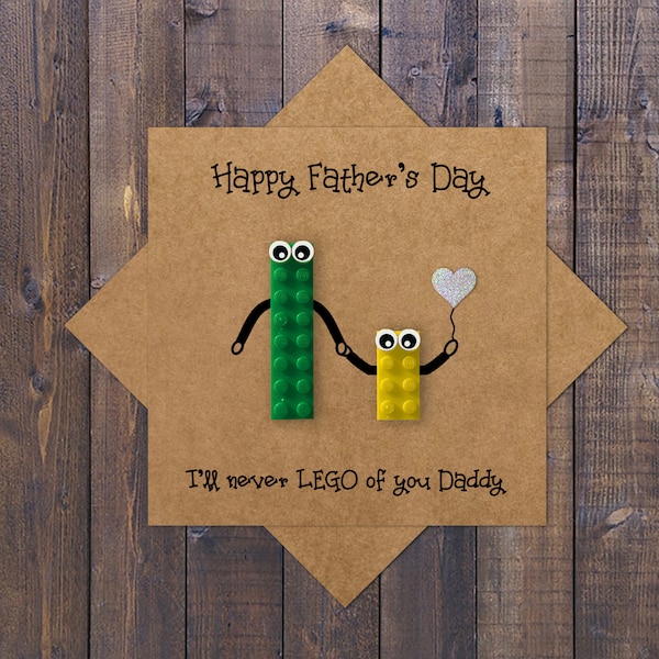 Father's Day Card (1 child) - Made with genuine LEGO (Detachable)