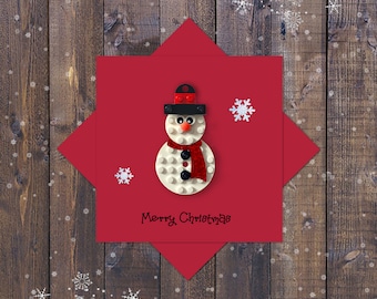 Snowman Merry Christmas Card with detachable genuine LEGO