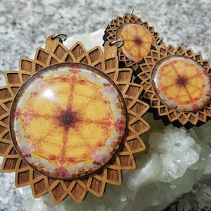 Mandala Necklace Laser Engraved, Trippy Pendant Handmade, Sacred Geometry Necklace