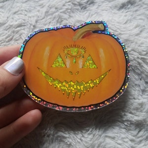 Jack-o-lantern Third Eye Pumpkin Holographic Glitter Sticker