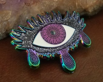 Third Eye Pin, Tear Drop Eye Pin, Rainbow Glitter Eye Pin, Glow in the Dark Eye Pin, Kaleidoscope Eye Pin