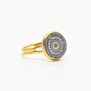 Anillo ajustable con mandala de geometría sagrada