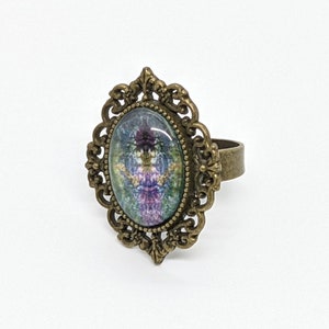 Anillo ajustable con mandala de diosa de geometría sagrada