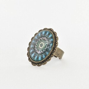 Anillo ajustable con mandala de geometría sagrada