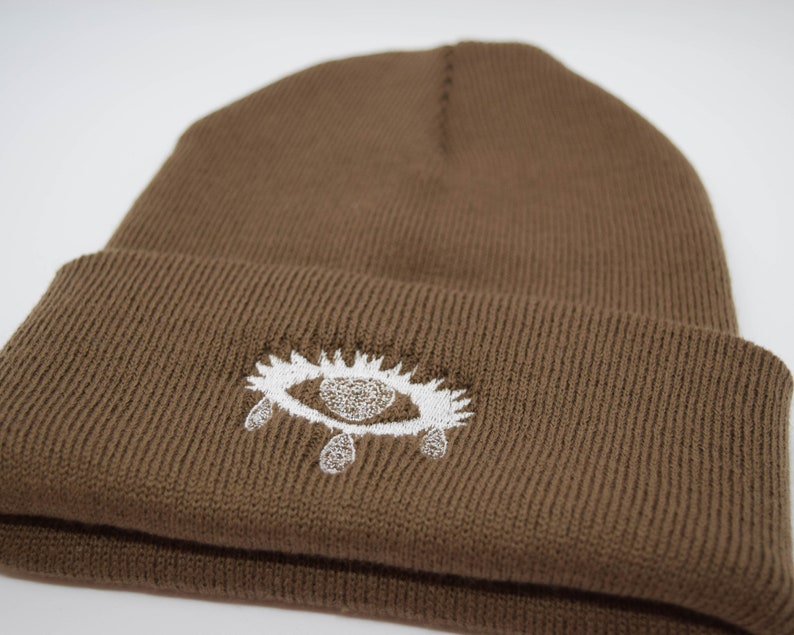 Third Eye Tear Drop Beanie Brown Classic Cuffed Beanie