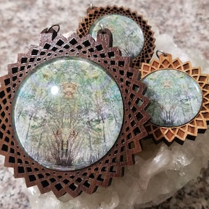 Mandala Necklace Laser Engraved, Trippy Pendant Handmade, Sacred Geometry Necklace
