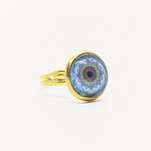 Anillo ajustable con mandala de geometría sagrada