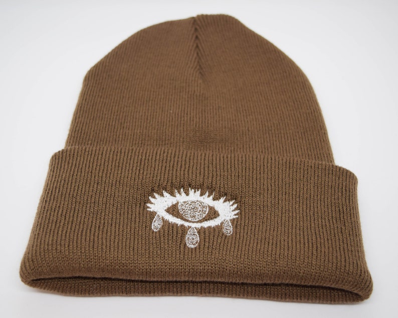 Third Eye Tear Drop Beanie Brown Classic Cuffed Beanie