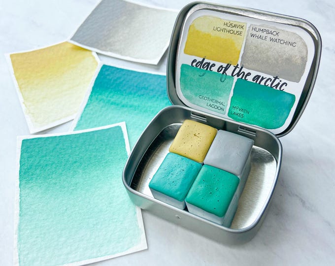 Edge Of The Arctic Handmade Artist Watercolor Paint Set Half Pan Or Edge Of The Arctic Handmade Artist Watercolor Paint Set Half Pan Or
