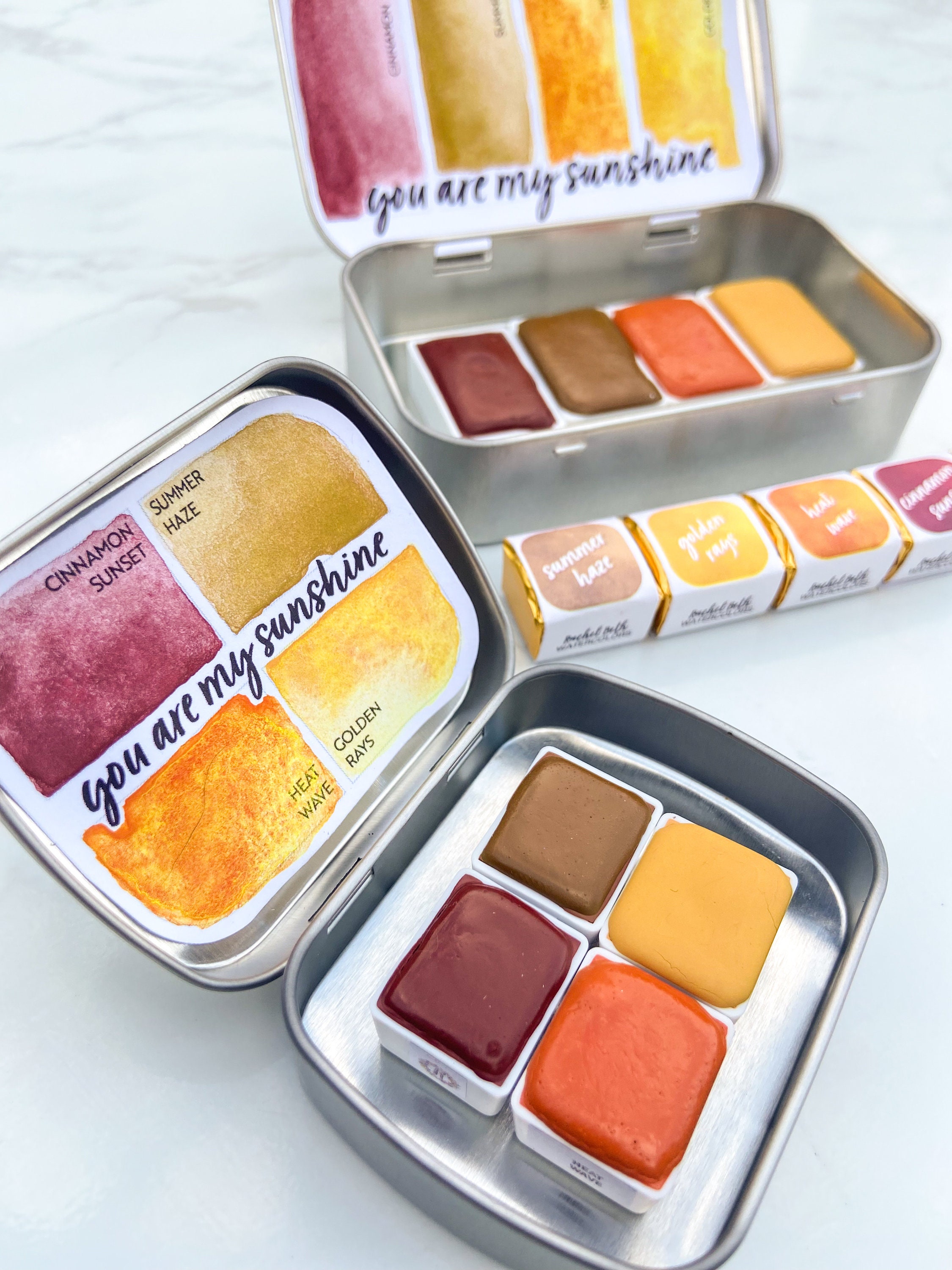 You Are My Sunshine Handmade Artist Watercolor Paint Set Half Pan or Full  Pan With Tin 