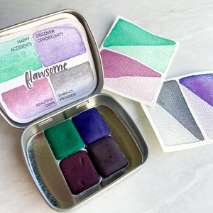 Flawsome Handmade Artist Watercolor Paint set Half Pan or Full Pan with Tin