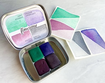 Flawsome Handmade Artist Watercolor Paint set Half Pan or Full Pan with Tin