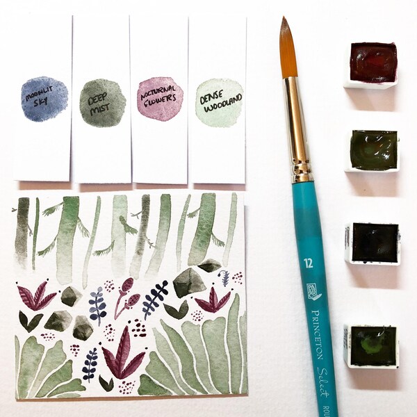 Dark Forest Handmade Premium Watercolor Paint set Half Pan or Full Pan with Tin