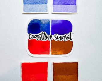 Matte Handmade Artist Watercolor Paint Palette - Coastline Sunset