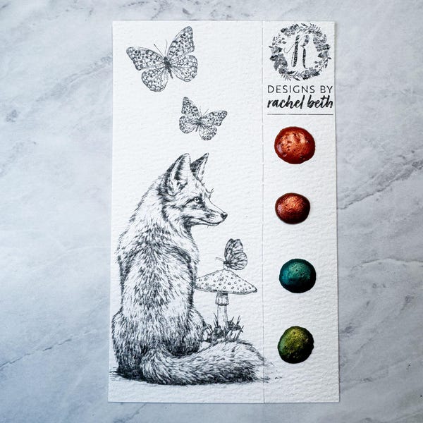 Marcapáginas para colorear en blanco con acuarela y pestaña perforada - Zorro