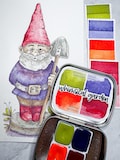 Whimsical Garden Handmade Artist Watercolor Paint set Half Pan or Full Pan with Tin