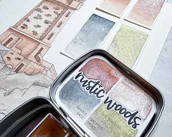 Shimmering Watercolor Paint Set: Handmade Vegan Artist Grade - Rustic Woods