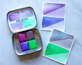 Lilac Groves schimmerndes Aquarellfarben-Set, halbe oder volle Pfanne mit Dose