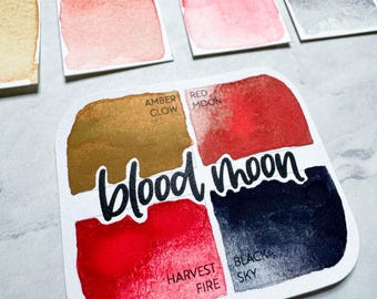 Matte Handmade Artist Watercolor Paint Palette - Blood Moon