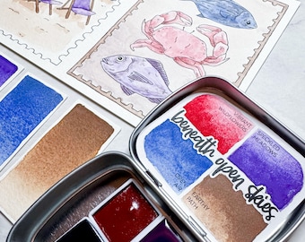 Matte Handmade Artist Watercolor Paint Palette - Beneath Open Skies