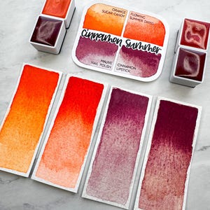Matte Watercolors Cinnamon Summer Handmade Artist Paint set Half, Quarter, or Full Pan with Optional Tin for Journaling, Art Supplies, Gift