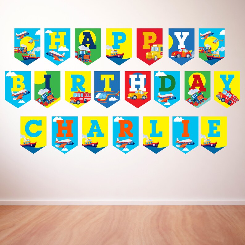 Transportation Birthday PARTY Printable Decoration, Self-editing ...