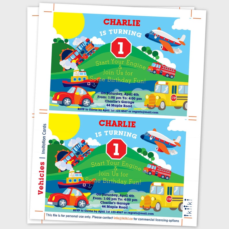 Transportation Birthday PARTY Printable Decoration, Self-editing ...