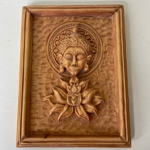 Buddha sculpture minimalist wall decor lotus flower hand crafted