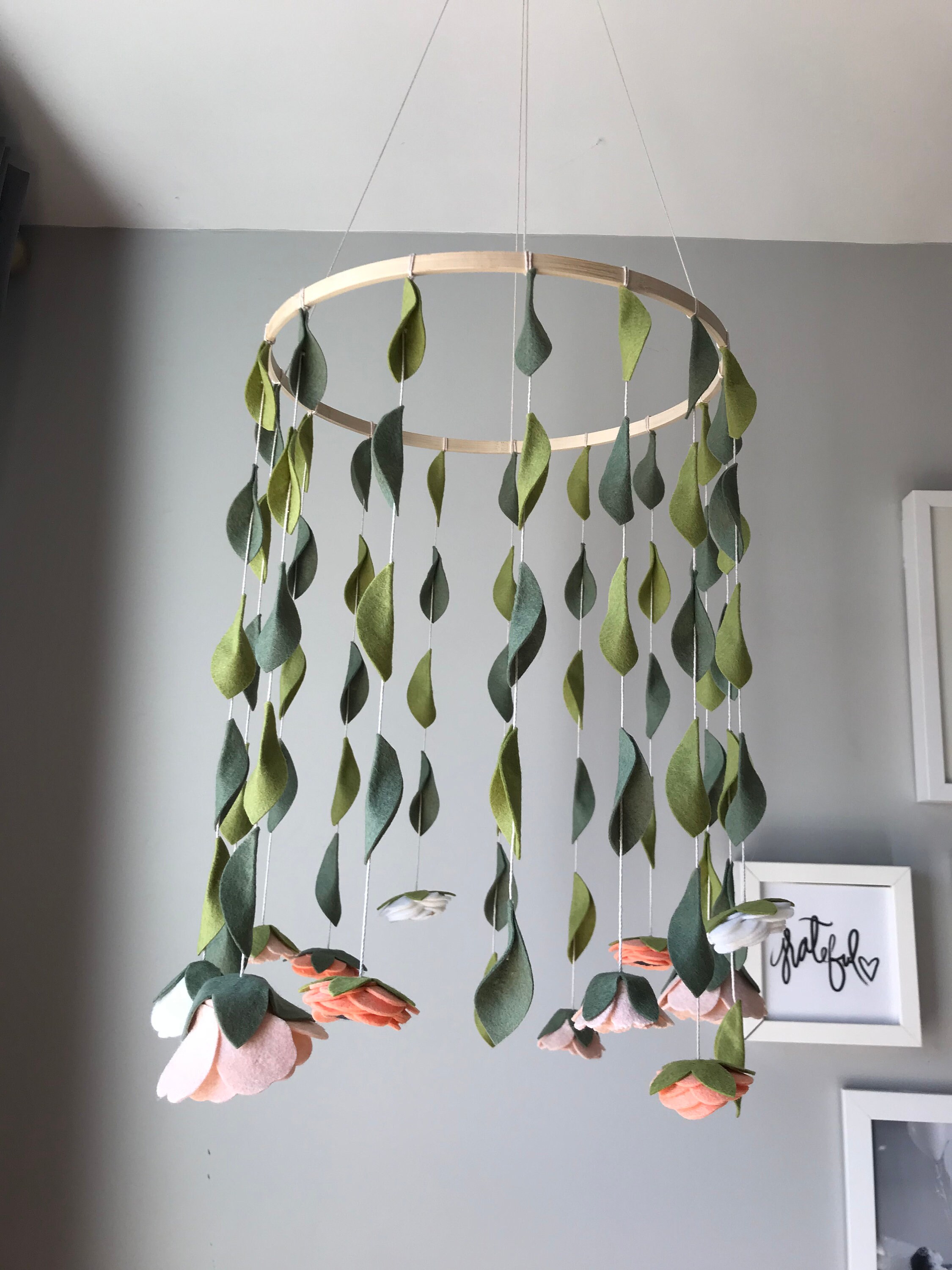 Felt Flower Mobile Nursery Decor Baby Girl Nursery Floral Etsy Canada