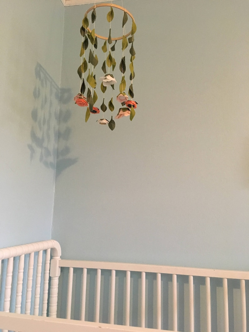 Felt Flower Mobile Nursery Decor Baby Girl Nursery Floral Etsy