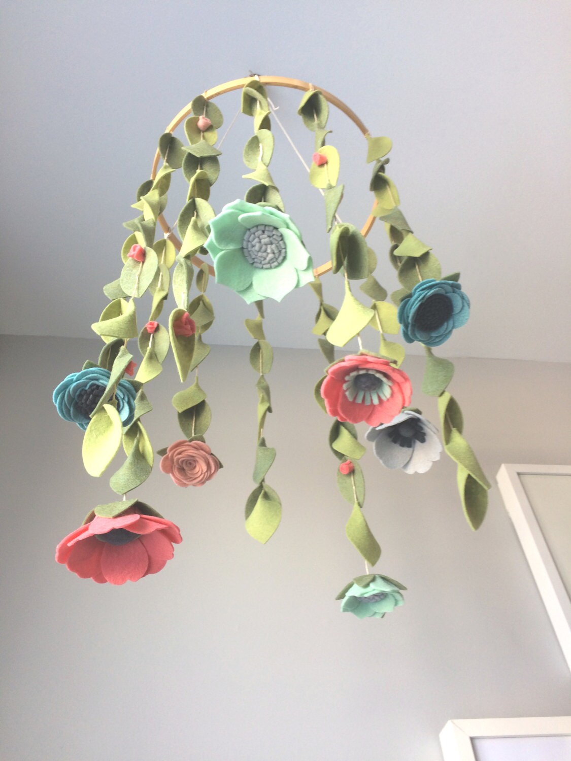 Felt Flower Mobile Nursery Mobile Felt Flowers Baby Shower Etsy