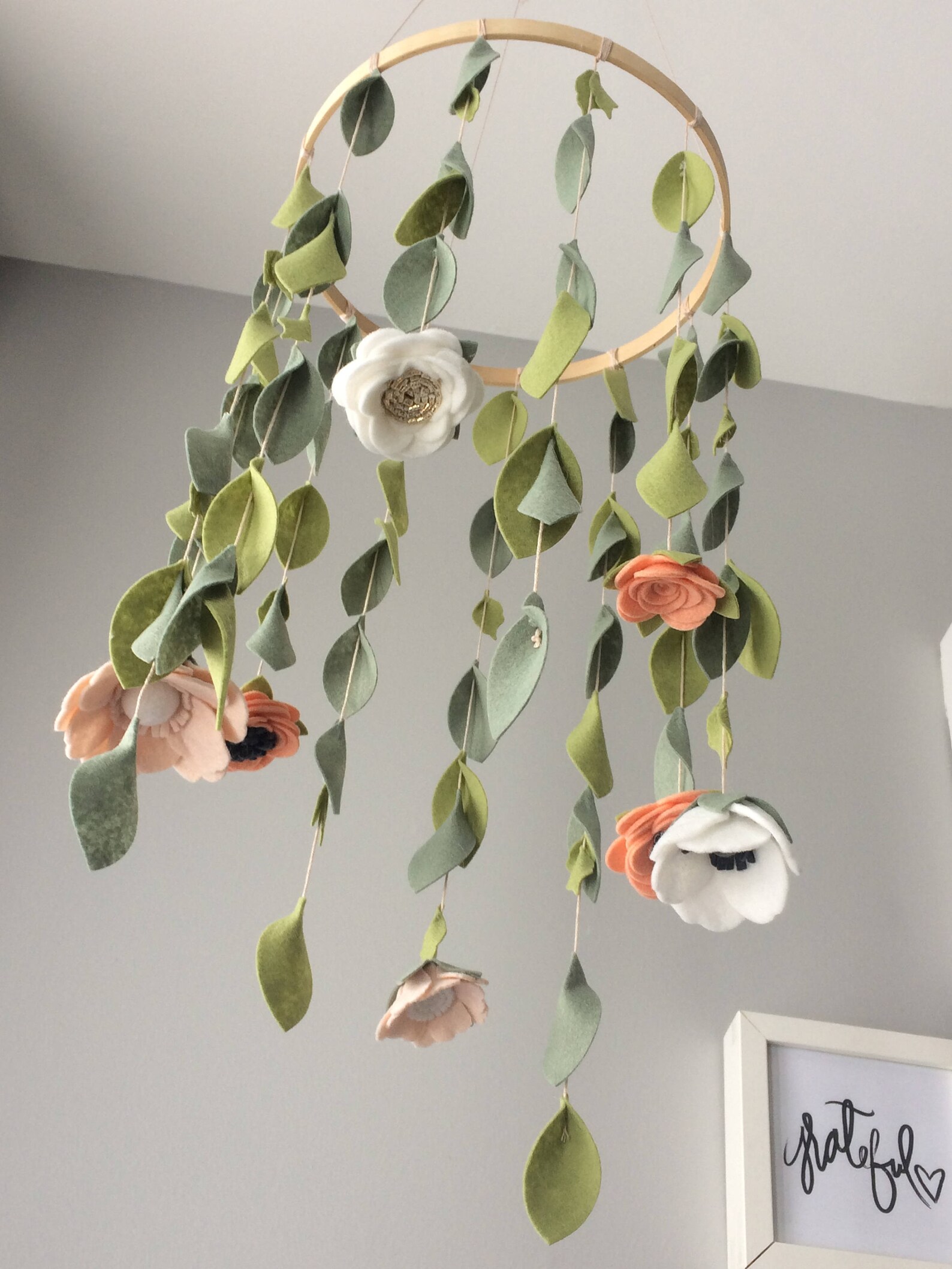 Felt Flower Mobile Nursery Decor Baby Girl Nursery Floral Etsy Canada