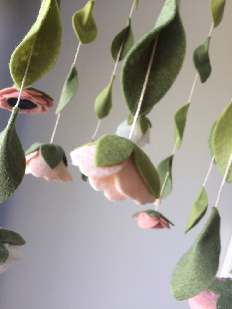 Felt Flower Mobile Nursery Decor Baby Girl Nursery Floral Etsy