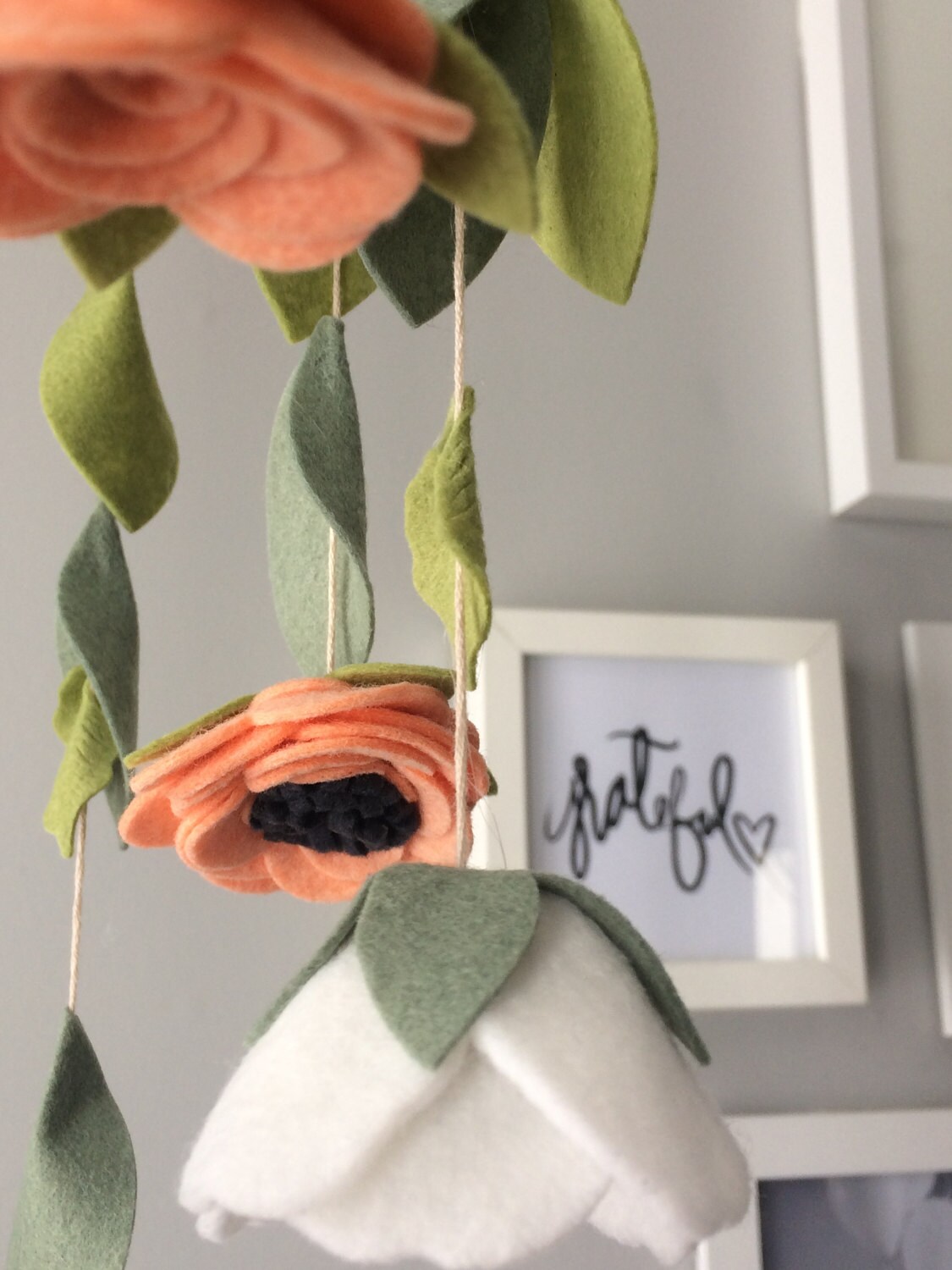 Felt Flower Mobile Nursery Decor Baby Girl Nursery Floral Etsy