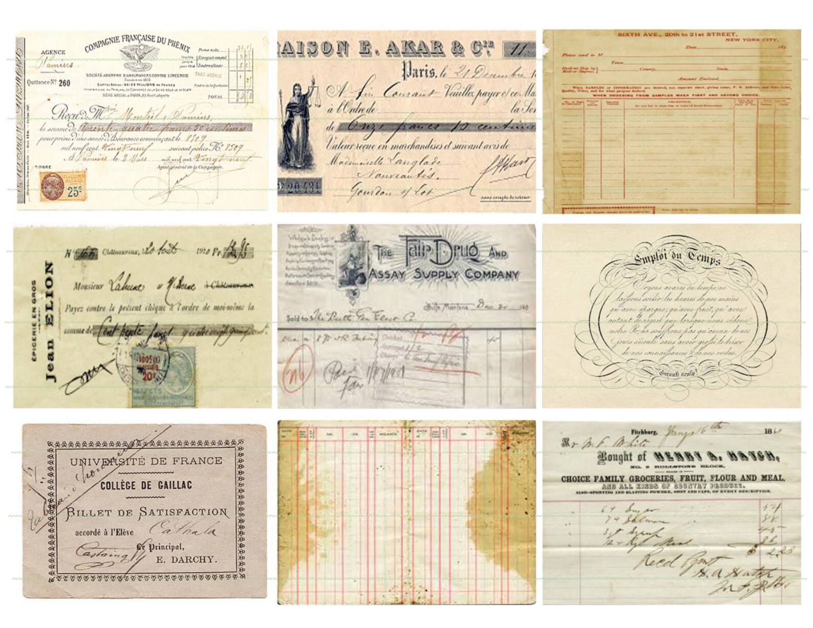 instant download vintage receipts old ledger pages digital etsy