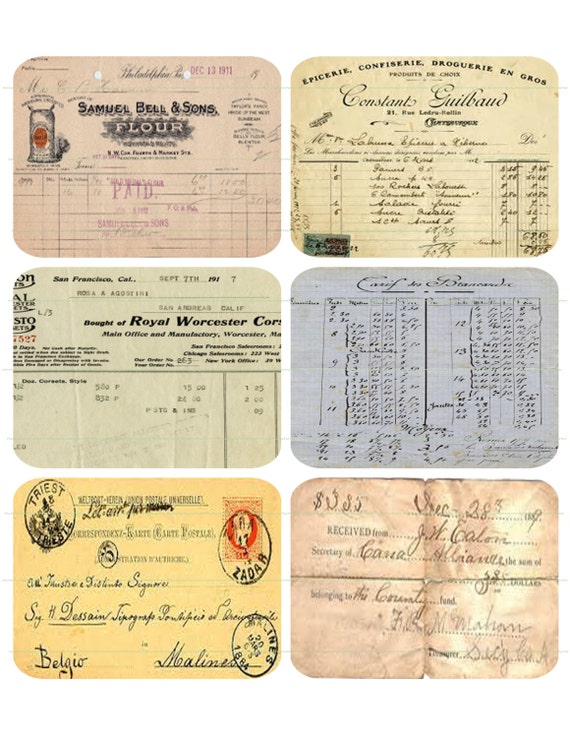 instant download vintage receipts vintage gift tags