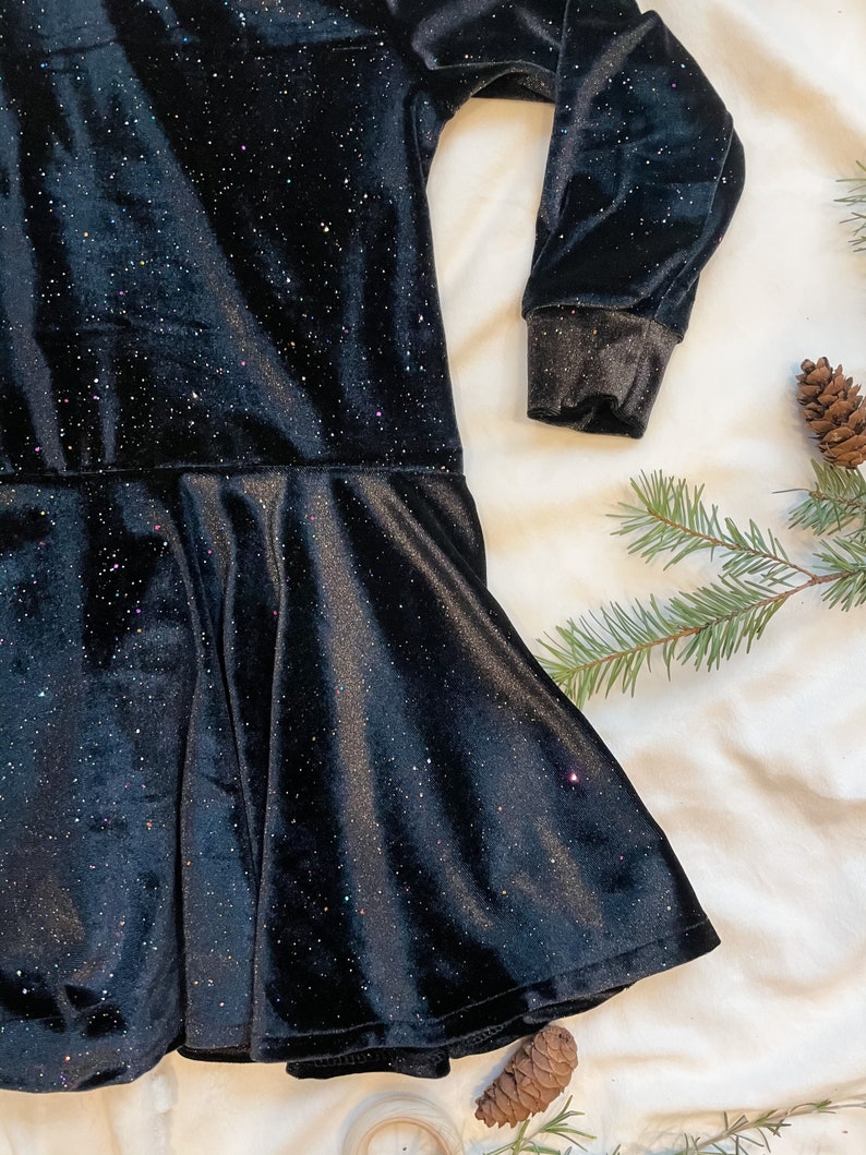 3T 2-3 year old rainbow sparkles holiday dress Twirly Sparkly Black Velvet Toddler Girl Dress little girl fit and flare dress