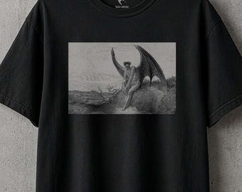 Lucifer - Fallen Angel Shirt - Gustave Doré Paradise Lost Engraving Illustration - Unisex T-shirt