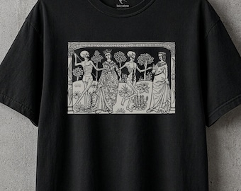 Danse Macabre Shirt | Death and the Ladies | Medieval Skeleton Woodcut Unisex T-shirt