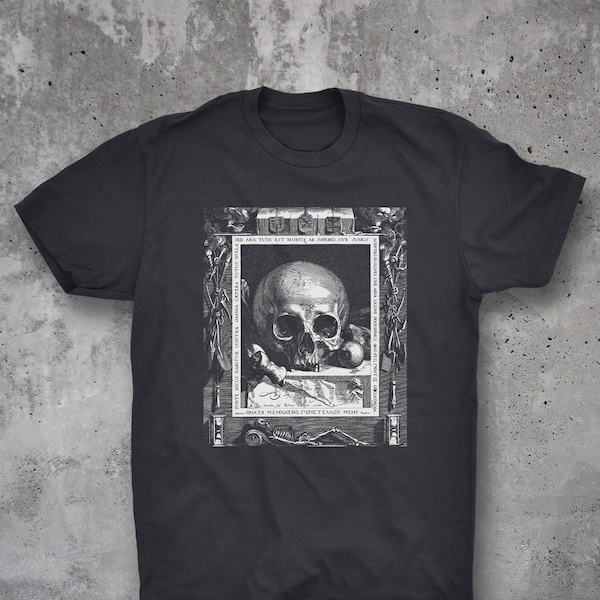 Memento Mori - Stoicism - Still Life With Skull - Jan Saenredam Print - Goth Unisex Tshirt