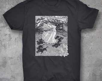 Fairy Shirt Vintage Cat Shirt Witch And Cats - Vintage Ida Outhwaite Print Unisex Tshirt