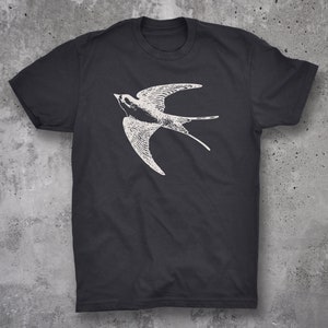 Vintage Swallow Engraving Print - Unisex Tshirt