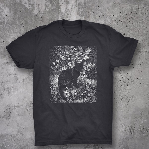 La Bruja - Grabado de Lionel Lindsay - Gato Negro - Regalo para amantes de los gatos - Camiseta unisex