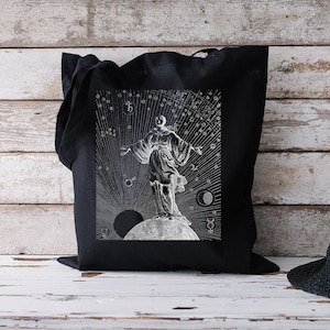 Woman standing on a globe - sun, moon, stars and planets Jan Luyken, 1687 - Astrology - Astronomy - Canvas Tote Bag