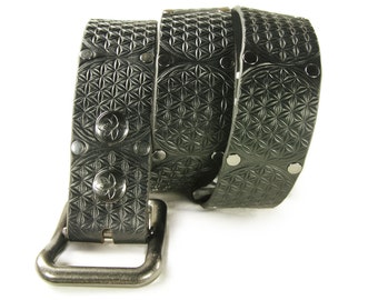 Premium Italian Leather Belt - Flower of Life