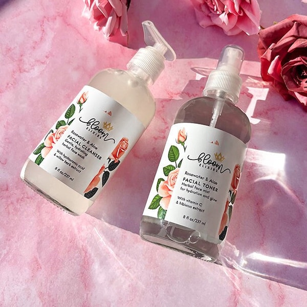Rosewater & Aloe Facial Cleanser and Toner Set