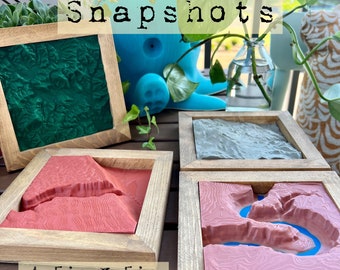 SnapShots - A unique, collectable, 3D Printed Topographic Location of anywhere!   [6 x 6 x 1 inches]