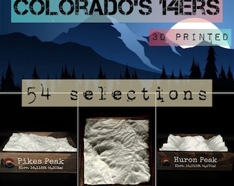 Colorado 14ers - 3D Printed Topographical Landscape models [6in x 6in]