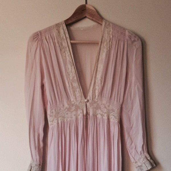 1930s Silk Chiffon Dressing Gown